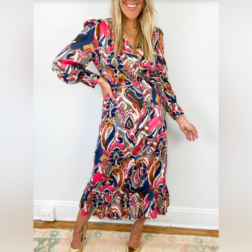 VILAGALLO Mara Paisley Wrap Dress